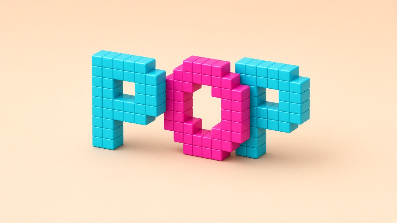 Texto POP en pixel art 3D