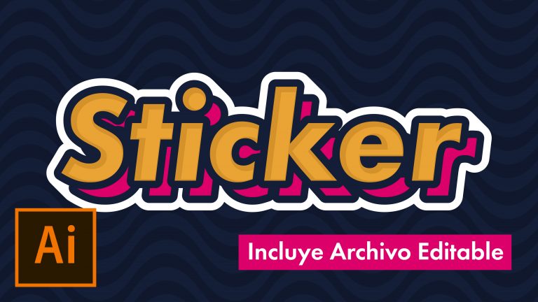 Efecto Texto Sticker Editable en Illustrator
